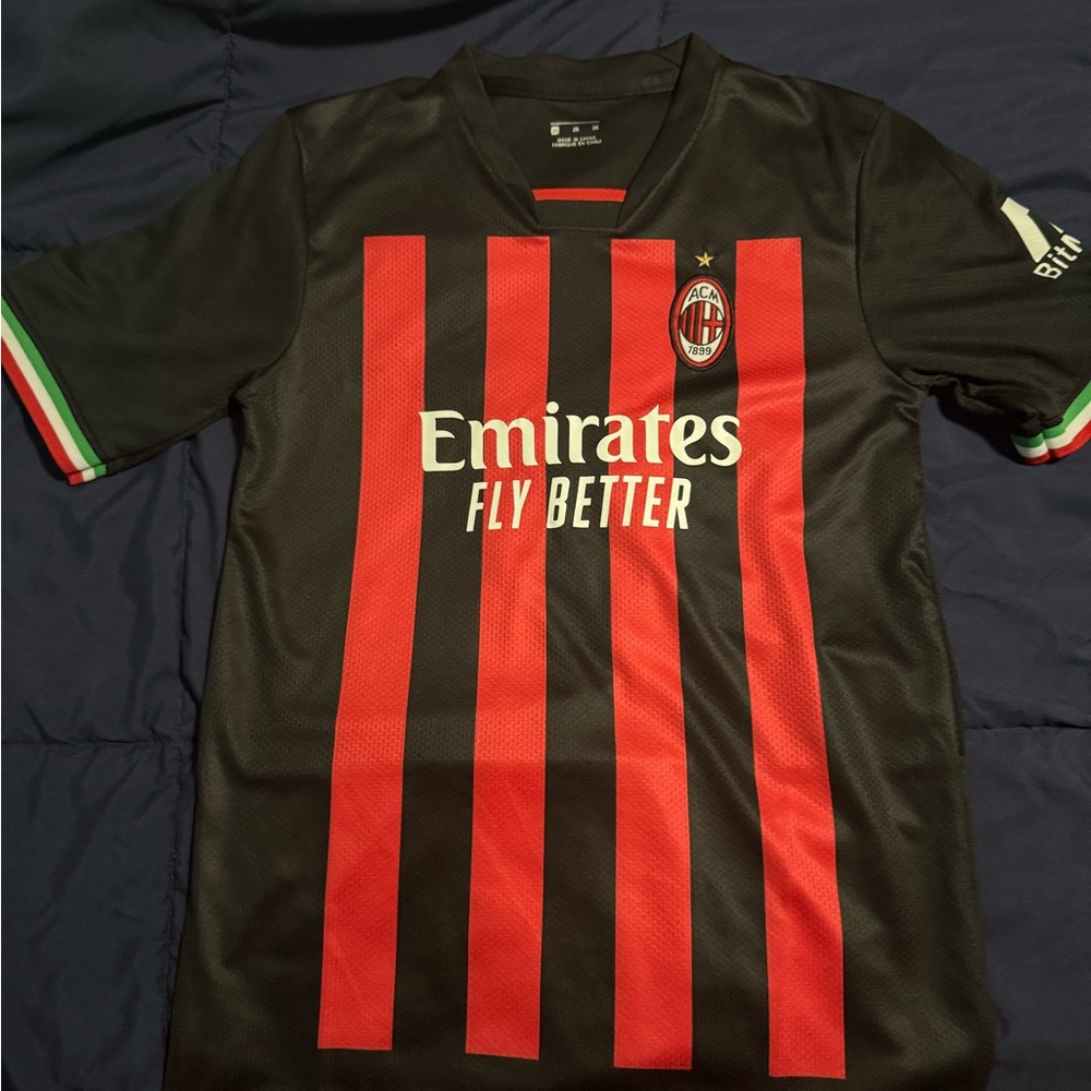 AC Milan Black and Red Striped Jersey